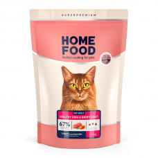 Home Food Cat Adult сухой корм для кожи и шерсти кошек "Индейка и лосось" 1,6 кг