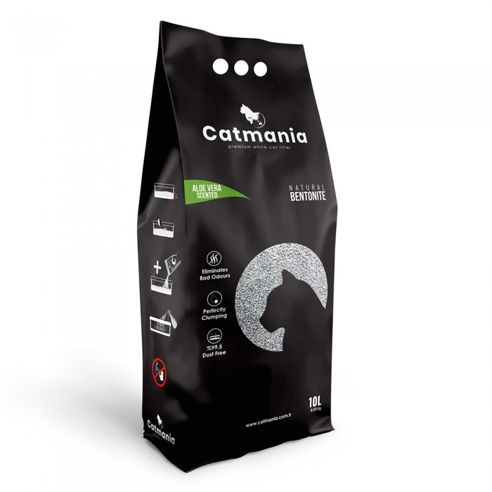 Catmania бентонитовый наполнитель для кошек с ароматом алоэ вера 10 л