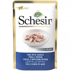 Schesir Tuna with Seabass вологий корм для дорослих котів з тунцем та морським окунем в желе 85 г