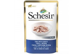 Schesir Tuna with Seabass вологий корм для дорослих котів з тунцем та морським окунем в желе 85 г