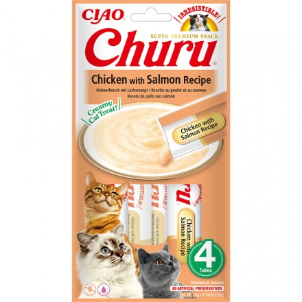 INABA Churu лакомство для кошек сливочный мусс с курицей и лососем 4 шт*14 г