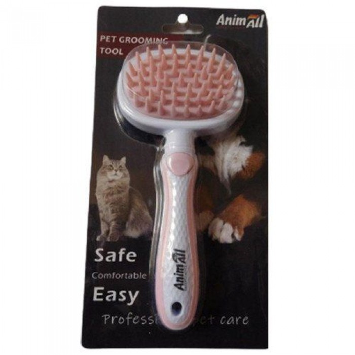 AnimAll Groom силіконовий гребінець для тварин (рожева)