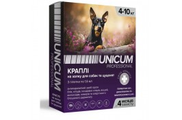 Unicum PRO капли от блох, вшей, власоедов, комаров, москитов, иксодовых клещей для собак 4-10 кг.