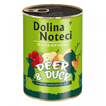 Dolina Noteci Superfood влажный корм для cобак с олениной и уткой 400 г