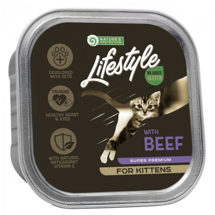 Nature's Protection Lifestyle Kitten with Beef влажный корм для котят с говядиной 85 г*12шт