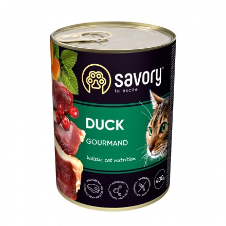 Savory Cat Can Adult для вибагливих котів Качка 400g