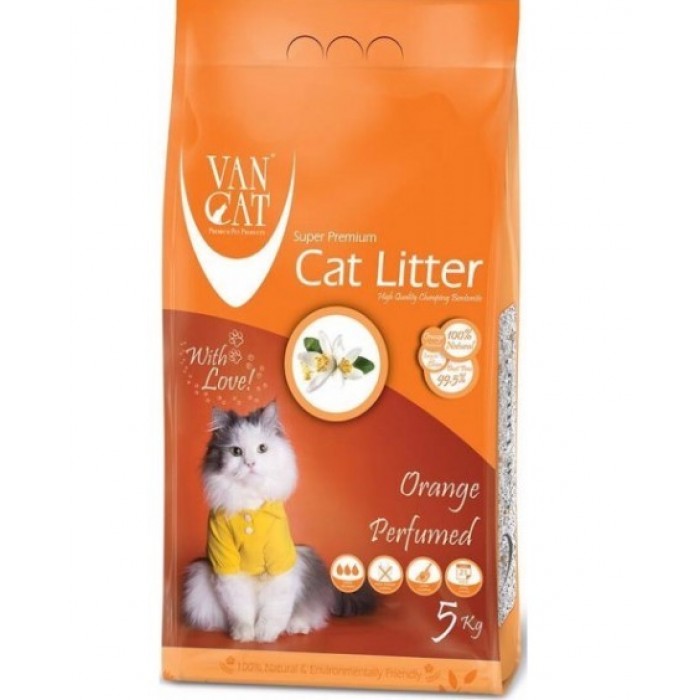 VanCat Orange бентонитовый наполнитель для котов с ароматом цветущего апельсина 5 кг