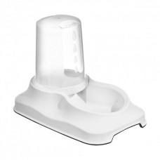 Irak Plast пластиковая миска для собак и кошек с контейнером для воды/корма (белая) 1,5 л