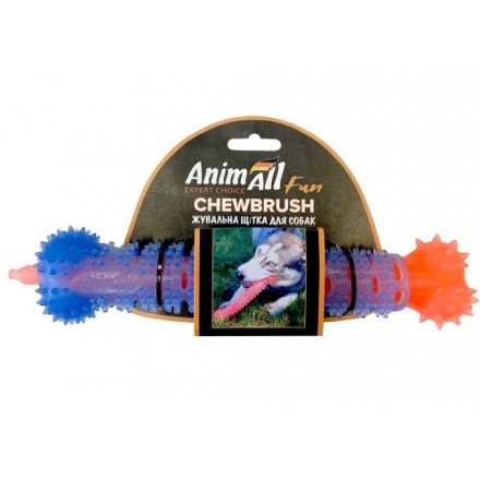 AnimAll Fun іграшка для собак жувальна "Щітка-кістка" (помаранчево-синя) 24 см​