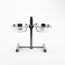 AGILITY двойная металлическая миска на штативе для собак средних пород 2х1,5 л