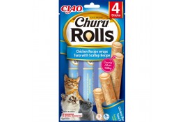 INABA Churu Rolls лакомство с курицей, тунцом и морским гребешком 4 шт*10 г