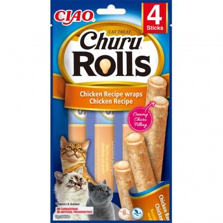INABA Churu Rolls лакомство для кошек рулетики с курицей 4 шт*10 г