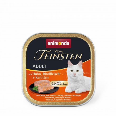 Animonda Vom Feinsten Adult with Chicken, Beef + Carrots  влажный корм с курицей, говядиной и морковью для кошек 100 г
