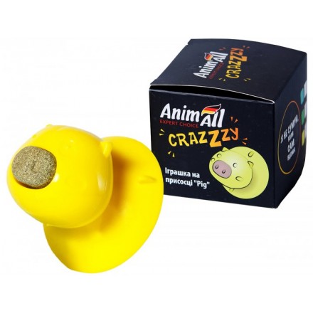 AnimAll CrazZzy 7529 іграшка на присосці для кота "Pig" (жовта)