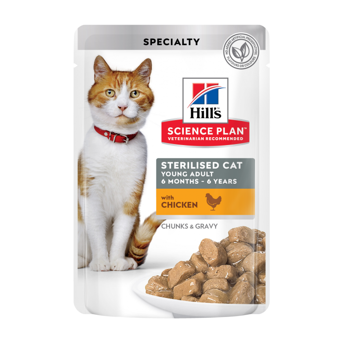 Hill's Science Plan Young Adult Sterilised влажный корм для стерилизованных кошек с курицей 85 г*12 шт
