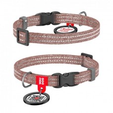 Collar WAUDOG Re-cotton светоотражающий ошейник с QR паспортом для котов и собак (коричневый) XS