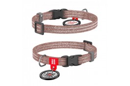 Collar WAUDOG Re-cotton светоотражающий ошейник с QR паспортом для котов и собак (коричневый) XS