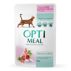 Optimeal Adult Cats влажный корм для котов с ягненком и овощами в желе 85 г