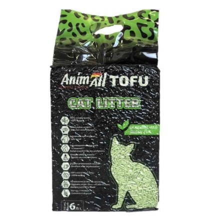 AnimAll Tofu Green Tea соевый наполнитель для кошек с ароматом зеленого чая 6 л