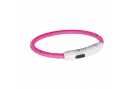 Trixie USB Flash ошейник для собак полиуретановый светящийся (розовий) XS-S 35 cм/ 7мм