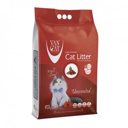 VanCat Unscented бентонитовый наполнитель для котов без аромата 10 кг