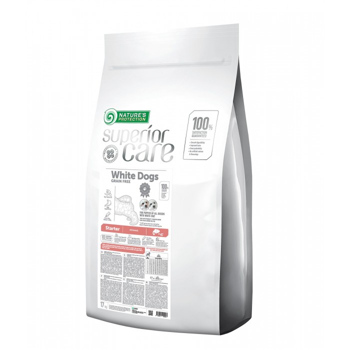 Nature's Protection Superior Care White Dogs Grain Free Starter All Breeds для щенков с белым окрасом 17 кг