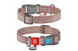 Collar WAUDOG Re-cotton светоотражающий ошейник с QR паспортом для собак (коричневый) S
