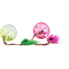 Trixie набор игрушек для кошек Мячики с погремушкой и хвостом 4,5 см (2 шт)