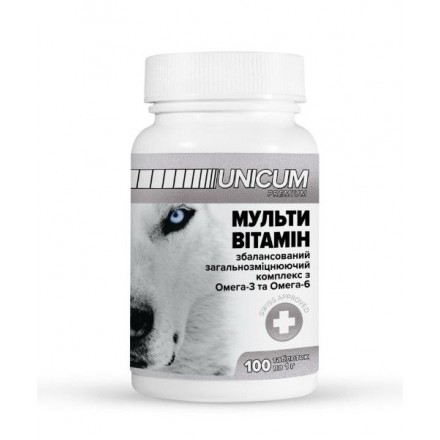 Unicum PREMIUM вітаміни для собак мультивітамін 100г. 100 табл.