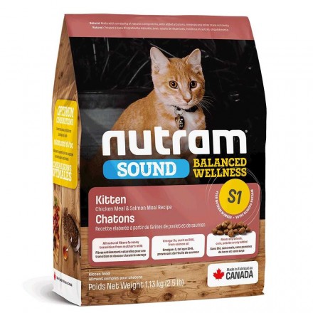 NUTRAM S1 SOUND BW сухой корм для котят с курицей и лососем 1,13 кг