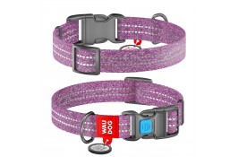 Collar WAUDOG Re-cotton светоотражающий ошейник с QR паспортом для собак (фиолетовый) S