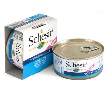 Schesir Tuna Aloe Puppy влажный корм для щенков с тунцом и алое в желе 150 г