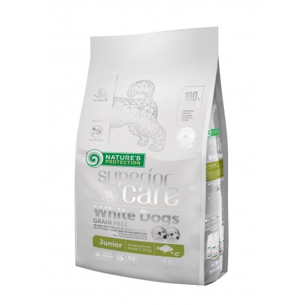 Nature's Protection Superior Care White Dogs Grain Free Junior Small and Mini Breeds з білим забарвленням  1,5 кг