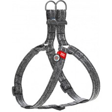 Collar WAUDOG Re-cotton светоотражающая шлея с QR паспортом для собак (серая) L