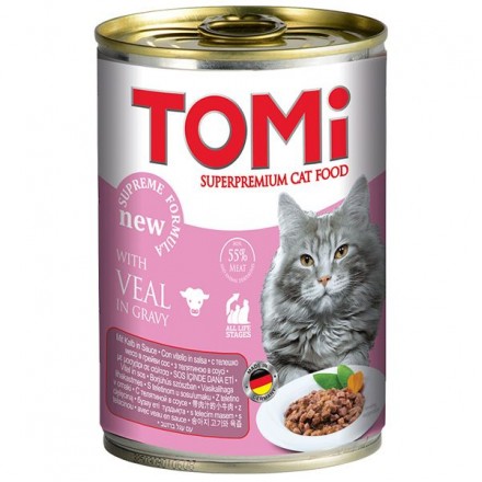 TOMI VEAL влажный корм для котов с телятиной в соусе 400 г
