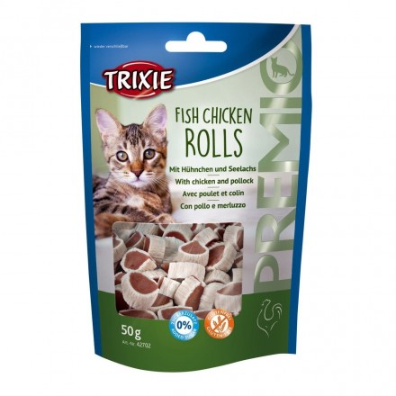 Trixie PREMIO Rolls лакомство для котов с курицей и сайдой 50гр