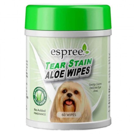 Espree Tear Stain Aloe влажные салфетки с алоэ вера для очистки загрязнений под глазами собак (60 шт)