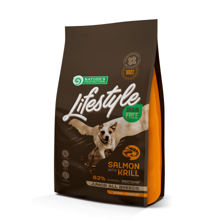 Nature's Protection Lifestyle Grain Free Salmon with Krill Junior All Breeds для юніорів з лососем 1,5 кг