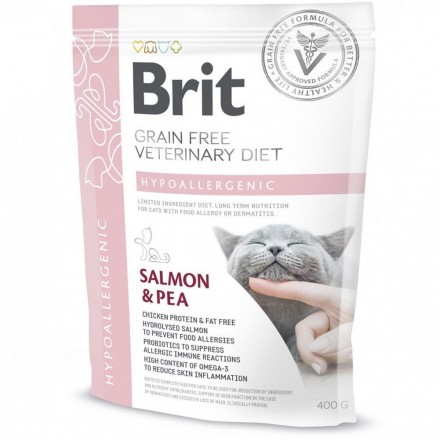 Brit GF Veterinary Diets Cat Hypoallergenic с лососем и горохом для кошек 400 g