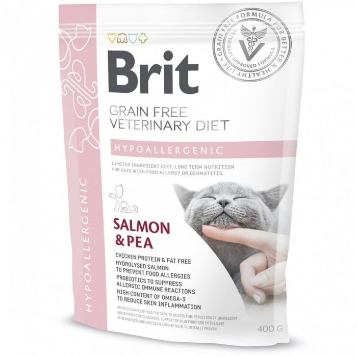 Brit GF Veterinary Diets Cat Hypoallergenic з лососем і горохом для котів 400 g