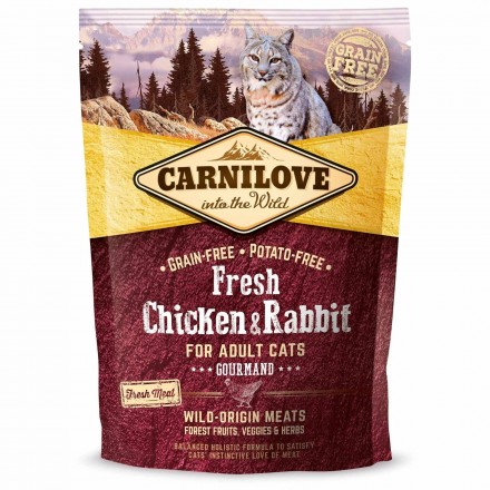 Carnilove Fresh Chicken and Rabbit Gourmand for Adult cats с курицей и кроликом для кошек 400g