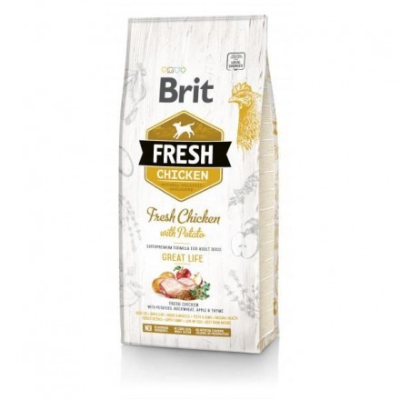Brit Fresh Chicken with Potato Adult с курицей и картошкой для взрослых собак 12 kg