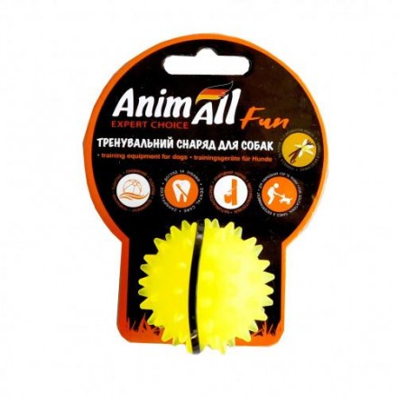 AnimAll Fun іграшка для собак "М'яч-каштан" (жовта) 5 см​