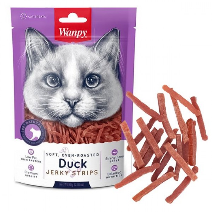 Wanpy Soft Duck Jerky Strips лакомство для котов с уткой и курицей 80 г