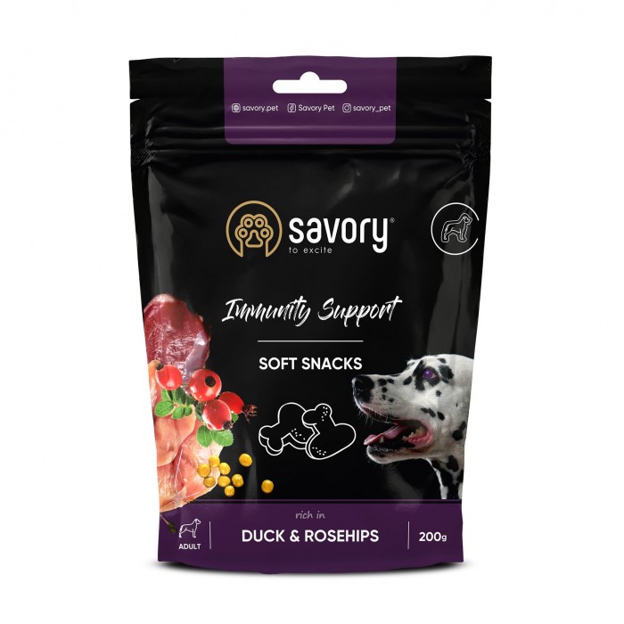 Savory Dog Immunity Support Soft Snack з качкою та шипшиною для собак 200г