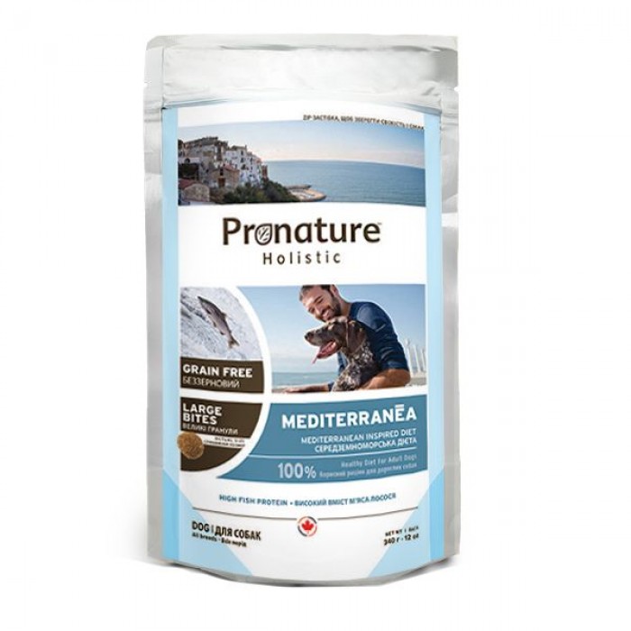 Pronature Holistic Dog Mediterranea Large Bites для средних и больших пород с лососем и томатами 0,34 кг