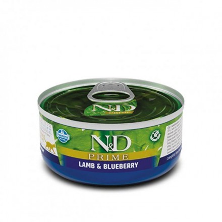 Farmina N&D Grain Free Prime Lamb Adult беззерновой влажный корм для кошек с ягненком и черникой 70 г