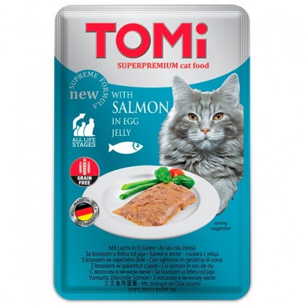 TOMI SALMON IN EGG JELLY влажный корм для котов с лососем в яичном желе 100г*20шт