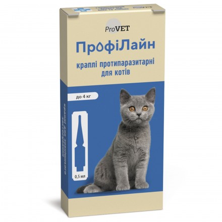 ProVET Профилайн капли противопаразитарные для котов до 4 кг (4 пипетки по 0,5 мл)
