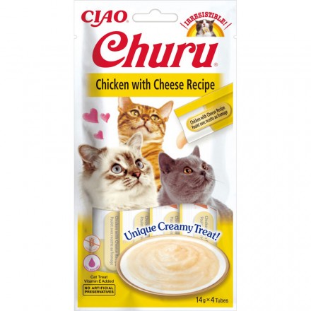 INABA Churu лакомство для кошек сливочный мусс с курицей и сыром 4 шт*14 г